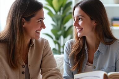 Image d'un professeur et d'un étudiant lors d'un cours particulier, souriants et engagés.
